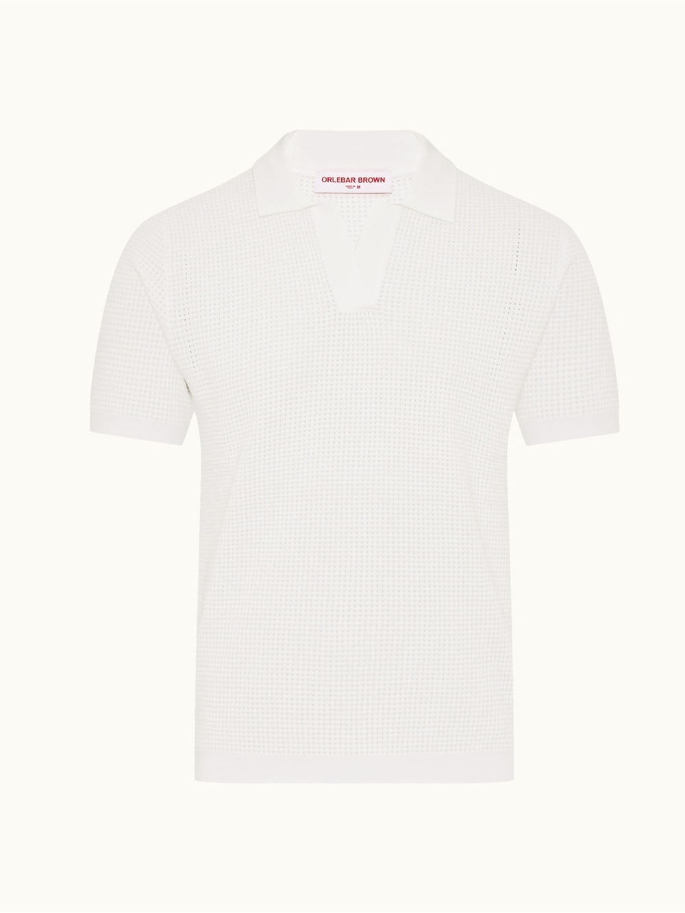 NWOT Orlebar Brown Roddy Tailored Fit Stitch Polo Shirt In White Size Size XL - Picture 3 of 8